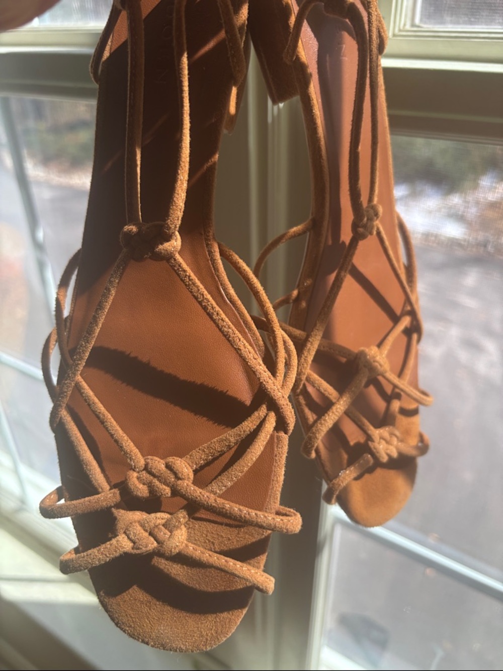 Dôen Knotted Corsica Suede Strappy Heeled Sandals - Picture 2 of 11